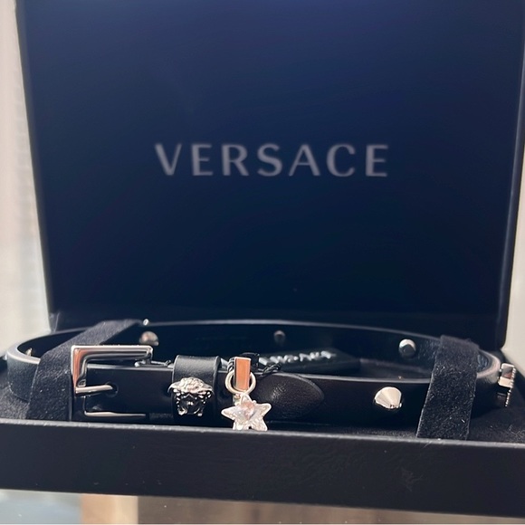 NWT Versace Studded Leather Chocker, Black New in Box - Picture 5 of 10
